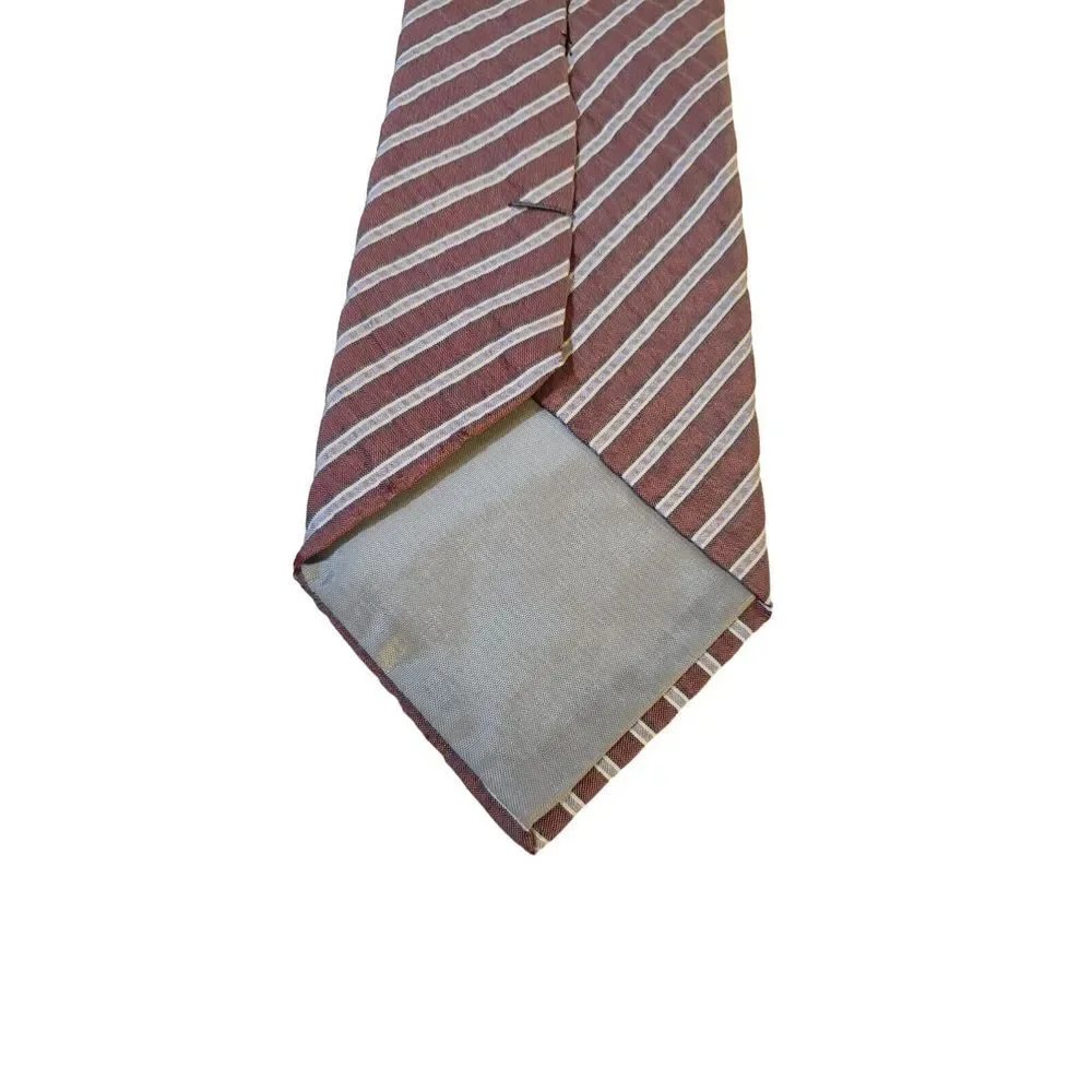 Leon Highness Luxury Neck Tie Red White Blue Stripe Silk Classic Business Office